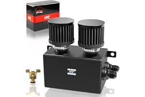 1PZ HF1-ZH8 Universal Aluminum AN10 1.2L Twin Baffle Dual Filter Engine Oil Catch Can Tank With 2 Air Filters Oil Catch Reservoir Tank Can Breather Kit Black