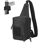 ProCase Tactical Sling Pistol Bag Concealed Carry, Shoulder Chest EDC CCW Pack for Handgun Outdoor Range Backpack -Black