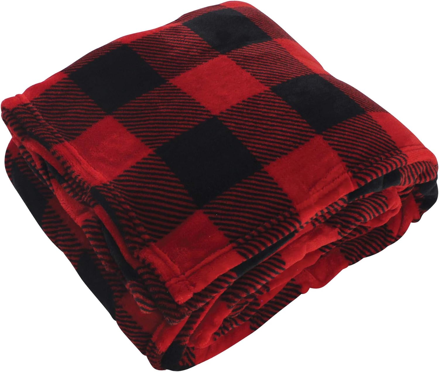 Black Cream Plaid Throw HUDSON HOME COLLECTION Mink Blanket with Sherpa