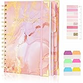 Kutoda Spiral Notebooks for Work, 240 Pages Lined Spiral Journal Notebook, 5 Subject A5 College Ruled Journals for Writing, 8.6”x6.2''Journaling Notebooks for School Office Supplies (Pink Marble)
