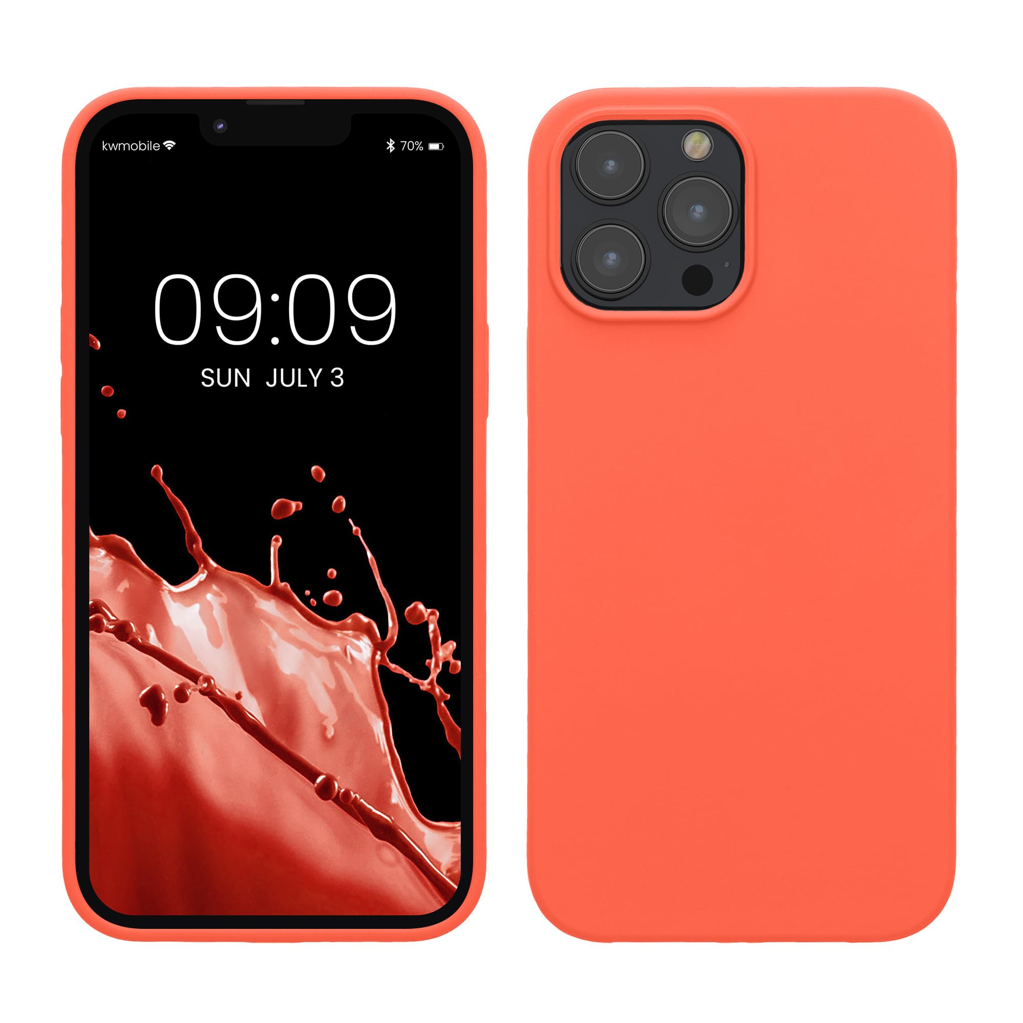 kwmobile Case Compatible with Apple iPhone 13 Pro Max Case - TPU Silicone Phone Cover with Soft Finish - Vivid Coral