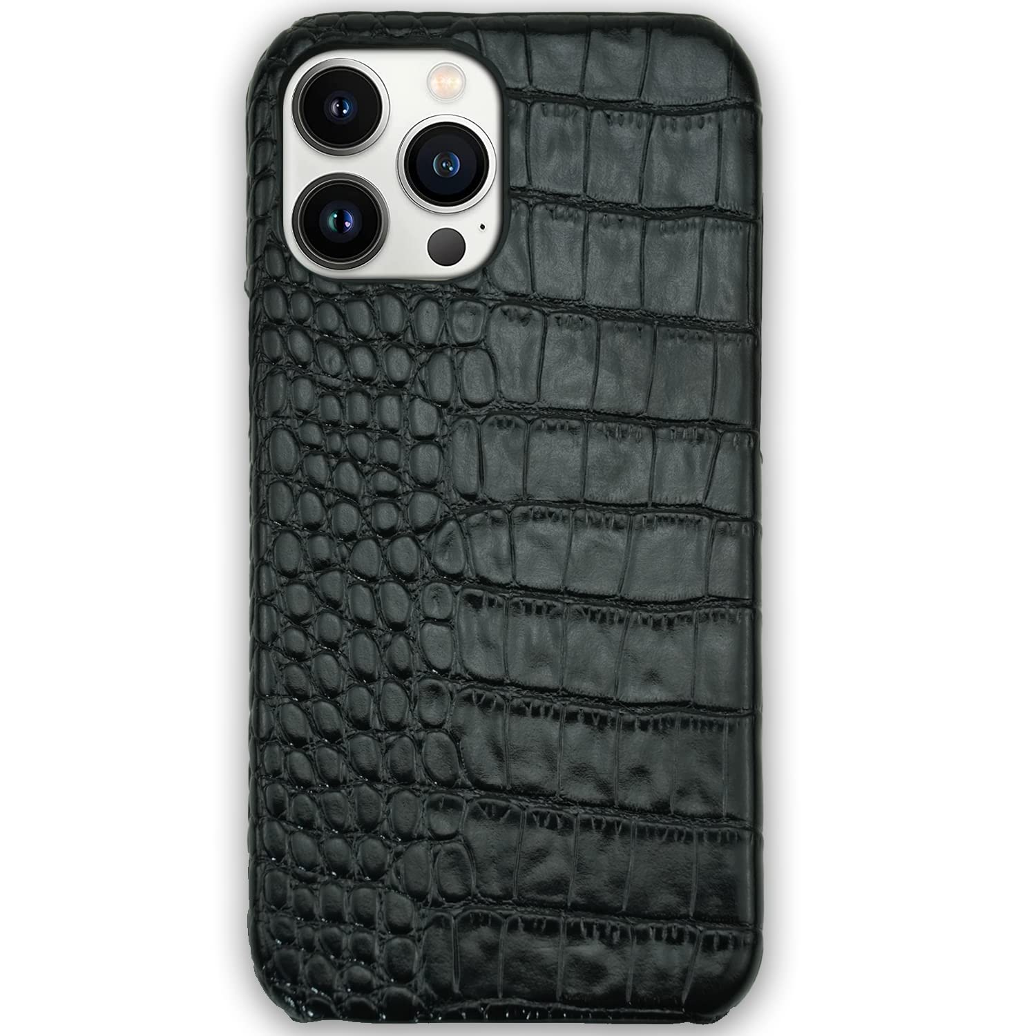 Photo 1 of iPhone 14 Pro Max Leather Classic Retro Pattern Cover - Soft TPU Slim Shockproof Designer Case - Black
