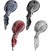 Halfchet 4 Pcs Chemo Headwear for Women Pre Tied Cancer Caps Cotton Head Scarf Turbans for Women Patients Gifts