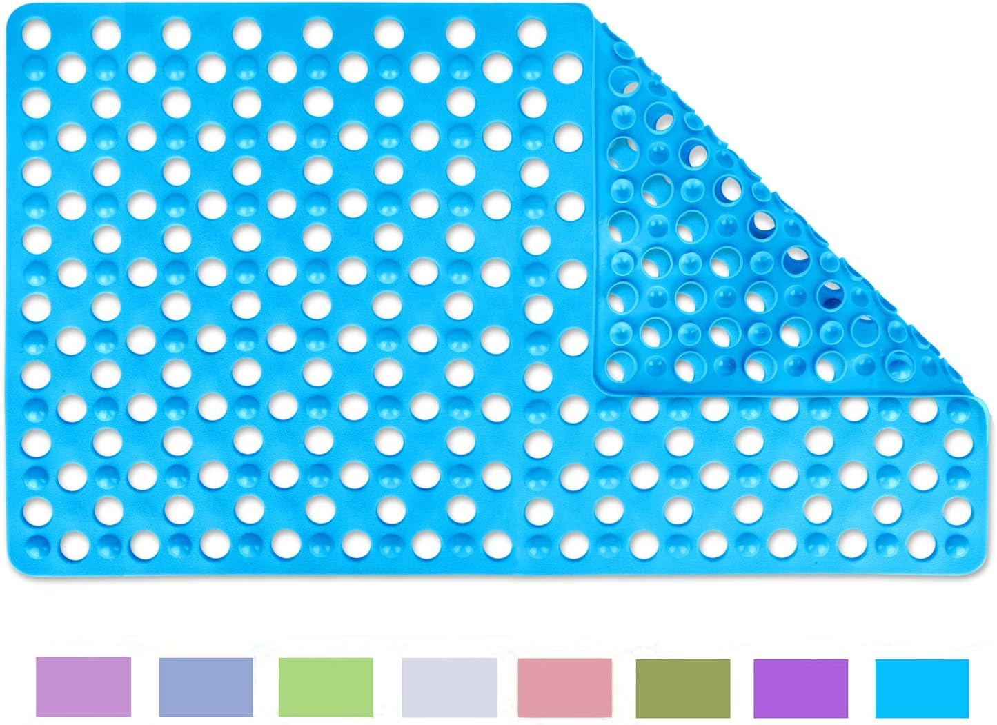 Coolole Big Hole Massaging Bubbles Anti-Slip Shower Mat/Bath Mat for Kids, Machine Washable Shower Tub Mat,18" x 31" (DeepSkyBlue)