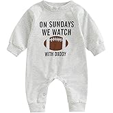 Honganda Infant Baby Boys Girls Football Season Jumpsuit Watch Football with Daddy Funny Romper Playsuit Sweatshirt