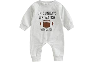 Honganda Infant Baby Boys Girls Football Season Jumpsuit Watch Football with Daddy Funny Romper Playsuit Sweatshirt