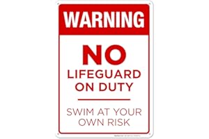SIGO SIGNS Pool Sign, No Lifeguard On Duty Sign, 10x14 Inches, Rust Free .040 Aluminum, Fade Resistant, Made in USA