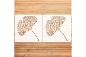 CIEMODA 2 Packs Large Floor Stencils for Painting Floors, 12x12“Ginkgo Wall Stencil Decorative Wall Stencils for Large Pattern,Large Tile Stencils,Boho Stencil for Bathroom