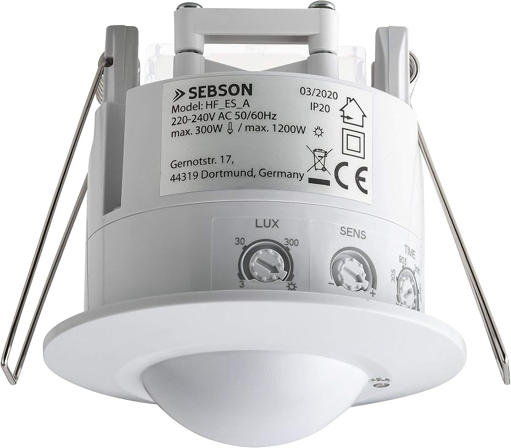 SEBSON Motion Detector Flush Mount HF Sensor Ceiling LED 1200W 360 Range 16m