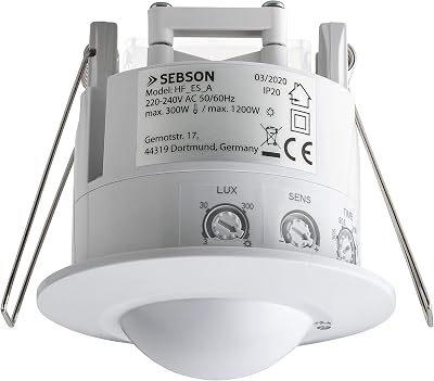 SEBSON Motion Detector Flush Mount HF Sensor Ceiling LED 1200W 360 Range 16m