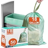 Fullcan 18 Gallon Drawstring Trash Bags, Heavy Duty Large Kitchen Garbage Bags, Leak Proof &amp; Tear Resistant Tall Trash Can Liners Fit 13-18 Gallon Trash Can 50 Count