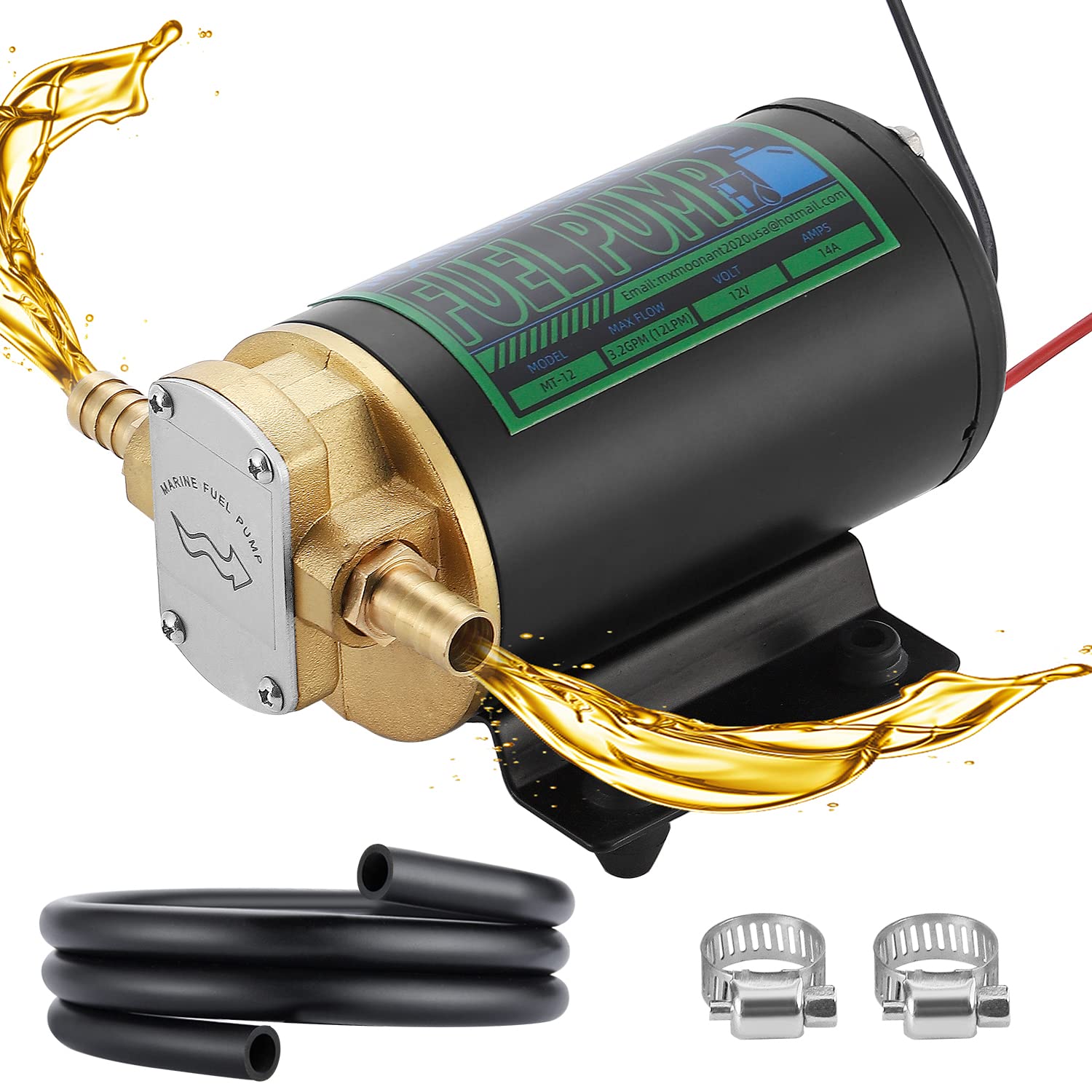 Mxmoonant オイルポンプ 電動 12V 12L/min 小型 オイル交換 ディーゼル エンジンオイル 潤滑油 ケロシン 船 ヨット トラック 重機 ドラム缶 オイルチェンジャー ギアポンプ