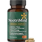 nootrimind Brain Health & Memory Support Supplement – Nootropic with Bacopa, DMAE & B12 – Promotes Sharp Focus, Cognitive Alertness & Steady Energy 40-in-1 Complex – 60 Capsules