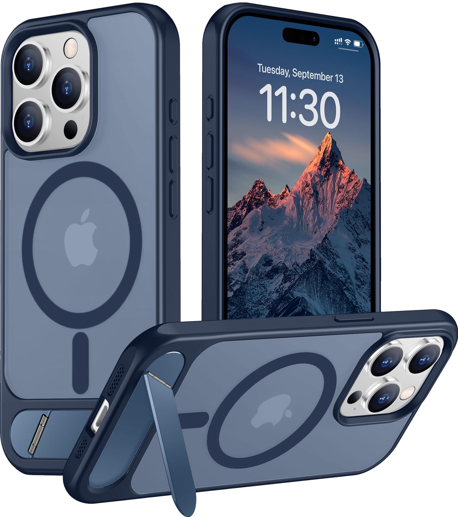 Temdan Magnetic Compatible with iPhone 15 Pro Case, [Built-in Invisible Kickstand][Compatible with MagSafe] [Military Grade Shockproof] Slim Translucent Matte Phone Case for iPhone 15 Pro 6.1"