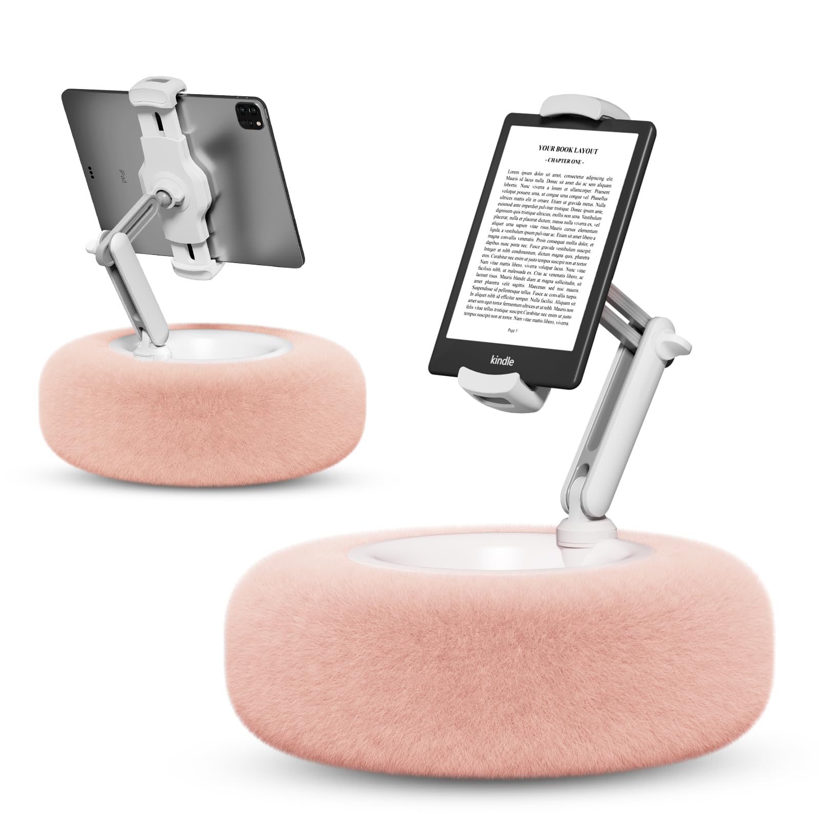 Photo 1 of SupeDesk Tablet Pillow Stand for Reading, Adjustable Tablet Pillow Stand for Lap with Detachable Bowl, Fits 4.7"-13" Kindle/Phones/Tablets, Watch Videos, Stream Media, Pink