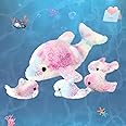 WEWILL 17-Inch Rainbow Dolphin Plush Toy With 4 Baby Dolphins | Soft & Cuddly Stuffed Family Set | Colorful Plush Gift for Kids