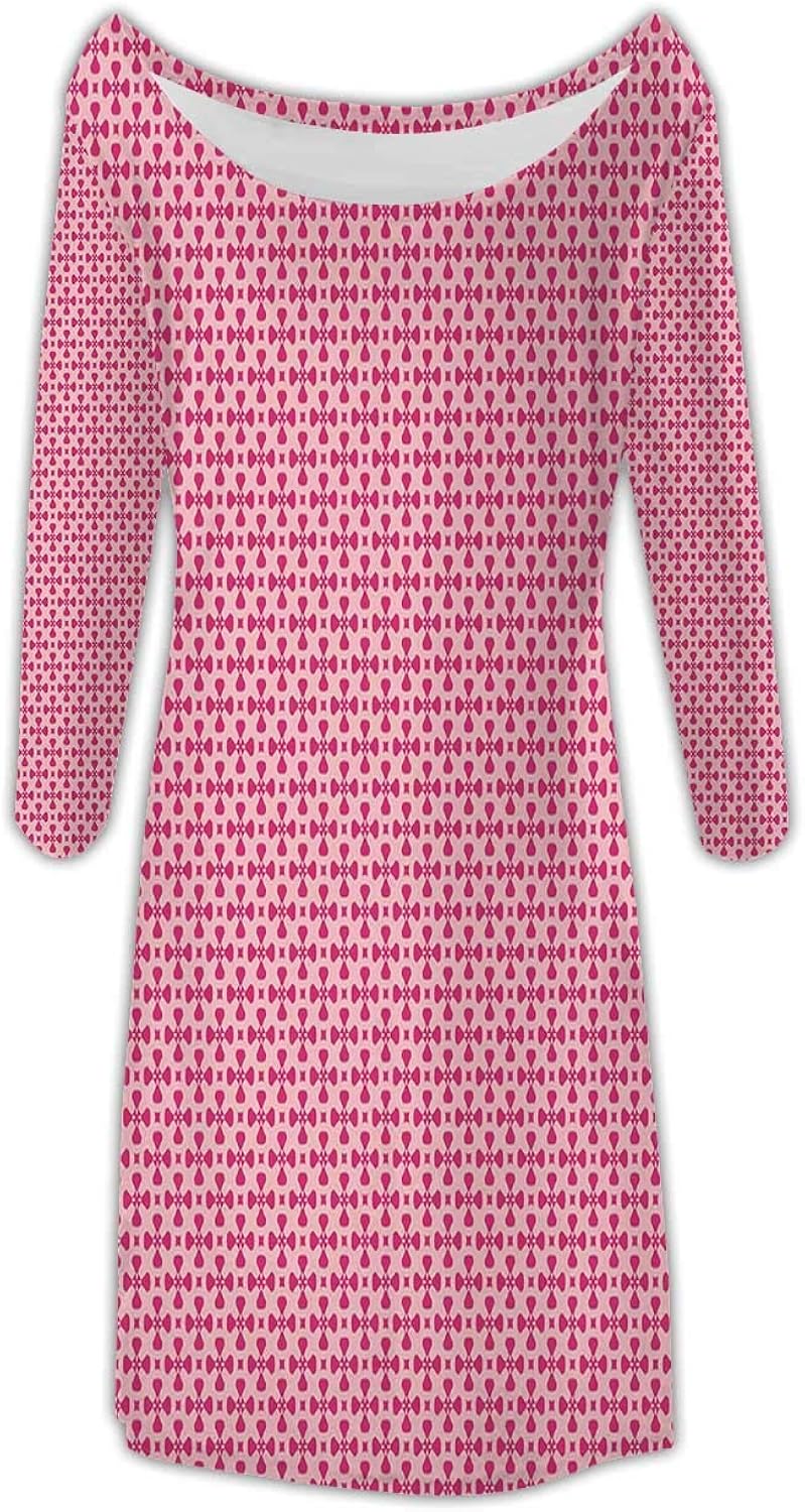 Abstract,Women's Slim Short Dress Continuous Creative Pattern with Asymmetric Irregular Rounds XS