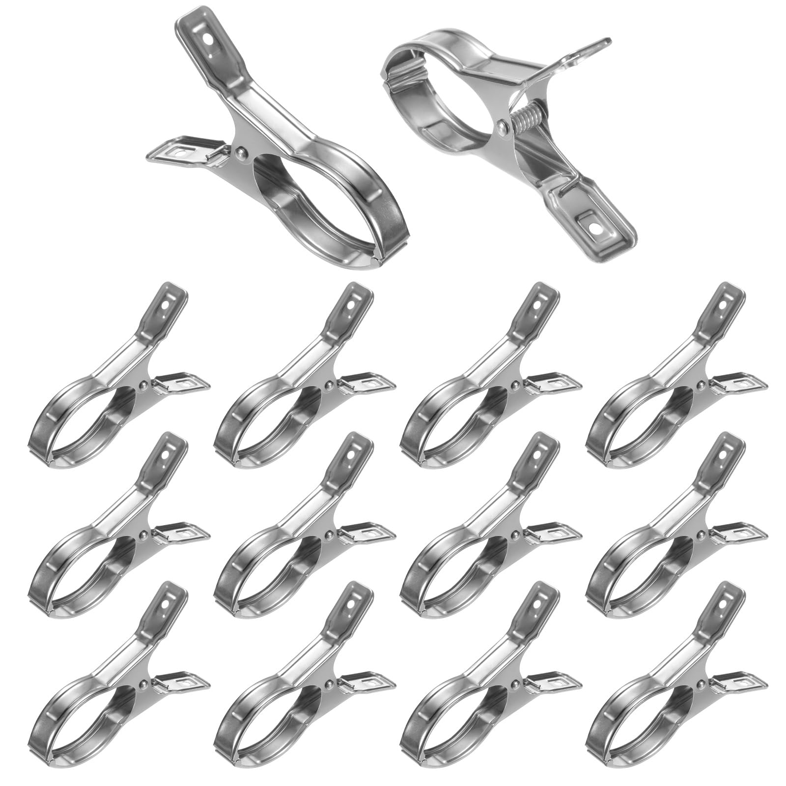 M METERXITY 18-Pack Greenhouse Clamps, Stainless Steel Greenhouse Film Clamps Shading Net Rod Clip Max Dia 5.51 Inch for Garden Net/Row Cover/Greenhouse Plastic Sheeting [Silver]