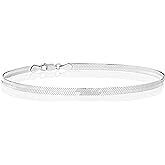 Miabella 925 Sterling Silver Italian Solid 3.5mm Flexible Flat Herringbone Link Chain Anklet Ankle Bracelet for Women, Made in Italy