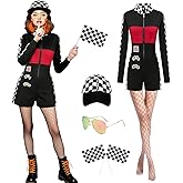 Xinxiaomeng Race Car Driver Costume Women 5Pcs Racing Costume Talladega Nights Outfits Halloween Cosplay Racer Suit