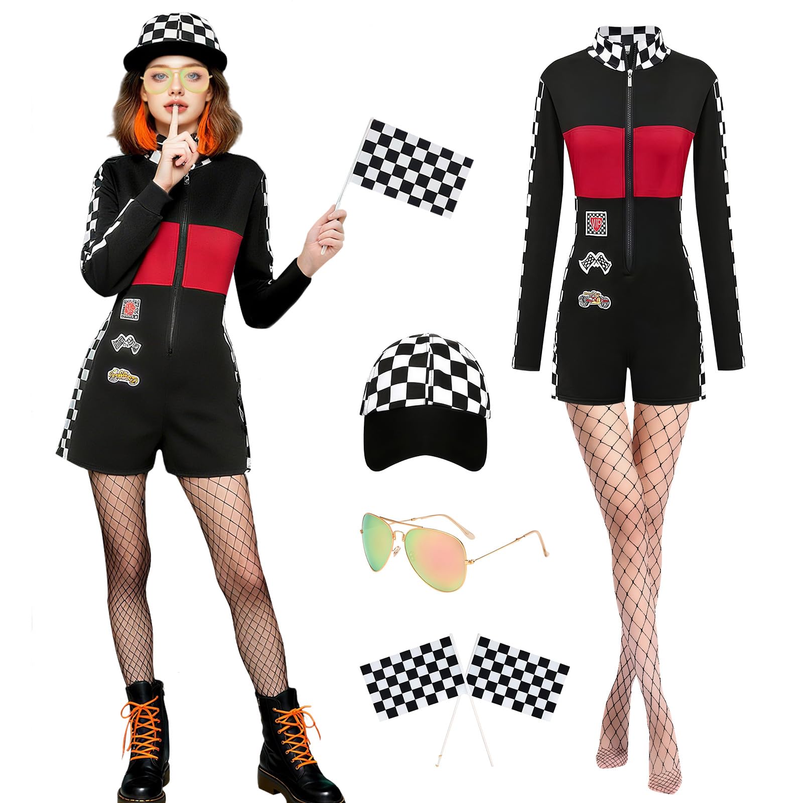 Photo 1 of ***MISSING ACCESSORIES**** Xinxiaomeng Race Car Driver Costume Women 5Pcs Racing Costume Talladega Nights Outfits Halloween Cosplay Racer Suit