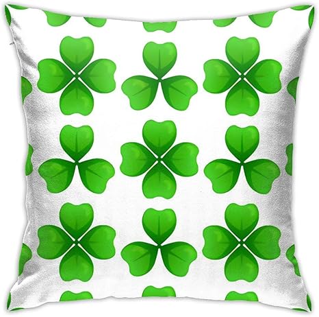 Amazon Co Jp クッションカバー ンっぽい 45 45cm 北欧 おしゃれ ソファ背当て 装飾枕カバー 座布団カバー 三葉と四葉の緑の クローバーパトリックの日 ホーム キッチン
