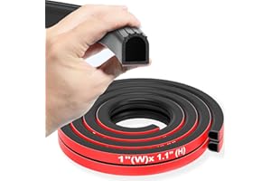 CHUANJI Rubber Seal Strip D Shape Weather Stripping Exterior 1" Garage Door Seal Extra Thick Automotive weatherstripping for Boat, Car, Truck, Rv, Marine,Cargo Trailer Door/Window (25 ft)