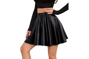 Brezzistaxs Shiny Pleated Mini Skirt Metallic Skater Skirt, Great for Concerts and Cheerleader - Classic Style, Sparkly Skirt