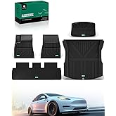 YHTAUTO Custom Fit Car Floor Mats for 2024 2025 Tesla Model 3 Highland, All Weather TPE Car Mats, Front Rear Floor Mats, Trunk Cargo Liner, Rear Storage Liner Mats, Anti-Slip Waterproof, Set of 5