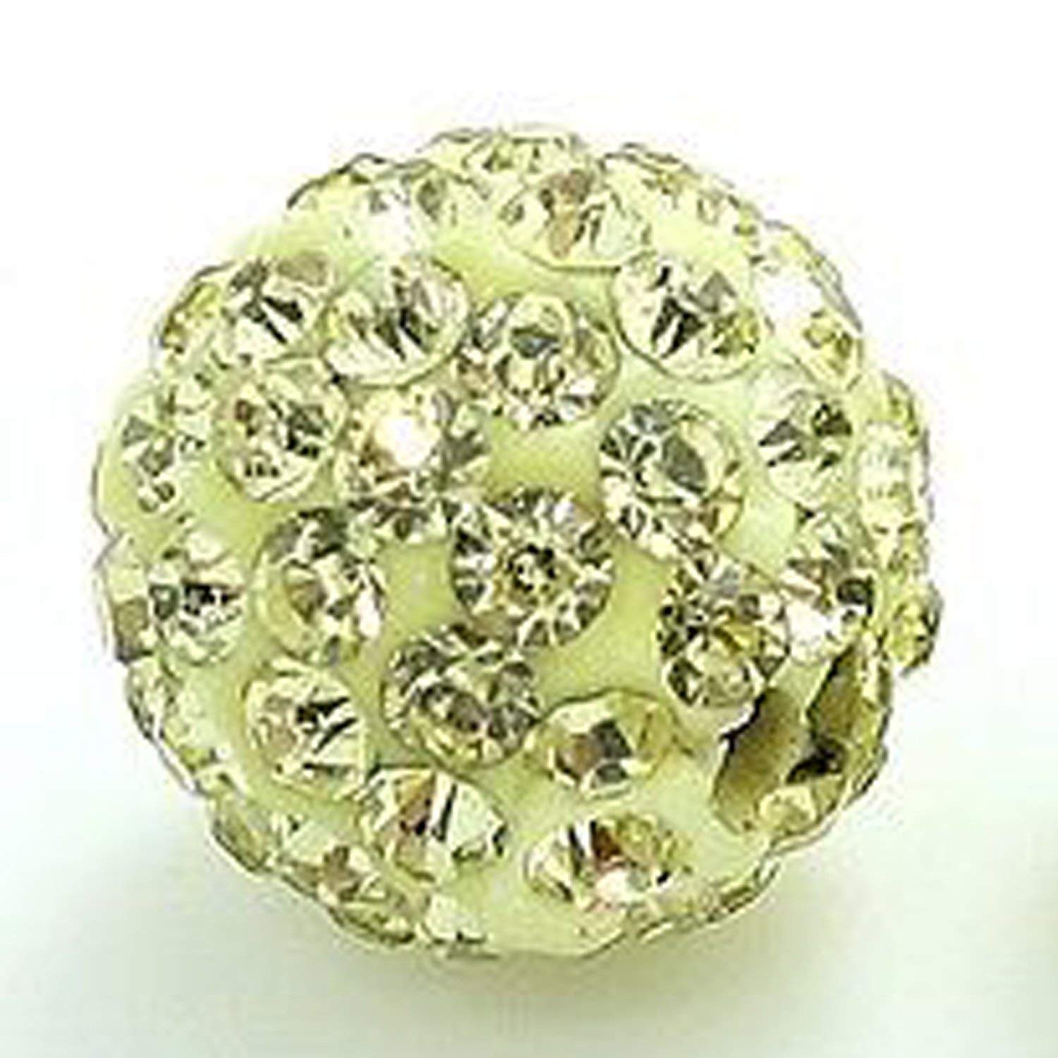 RUBYCA Pave Czech Crystal Disco Ball Clay Beads fit Shamballa Jewelry (50pcs, 10mm, Light Yellow)