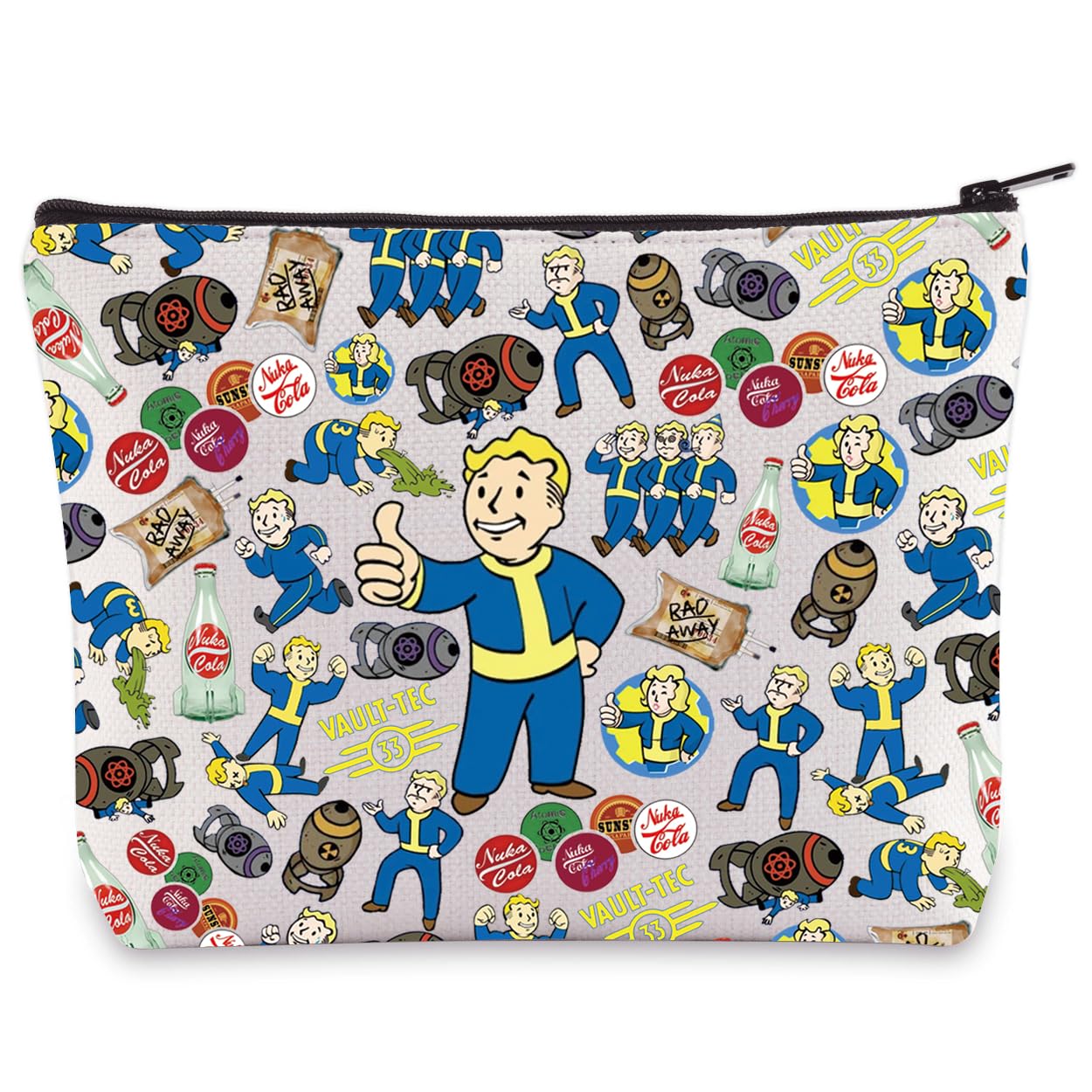 WZMPA Fallout Boy Makeup Bag Arms Gifts Nuka Cola Sign Makeup Zipper Pouch Bag Vault Tech Merchandise (Vault-Tec 33)