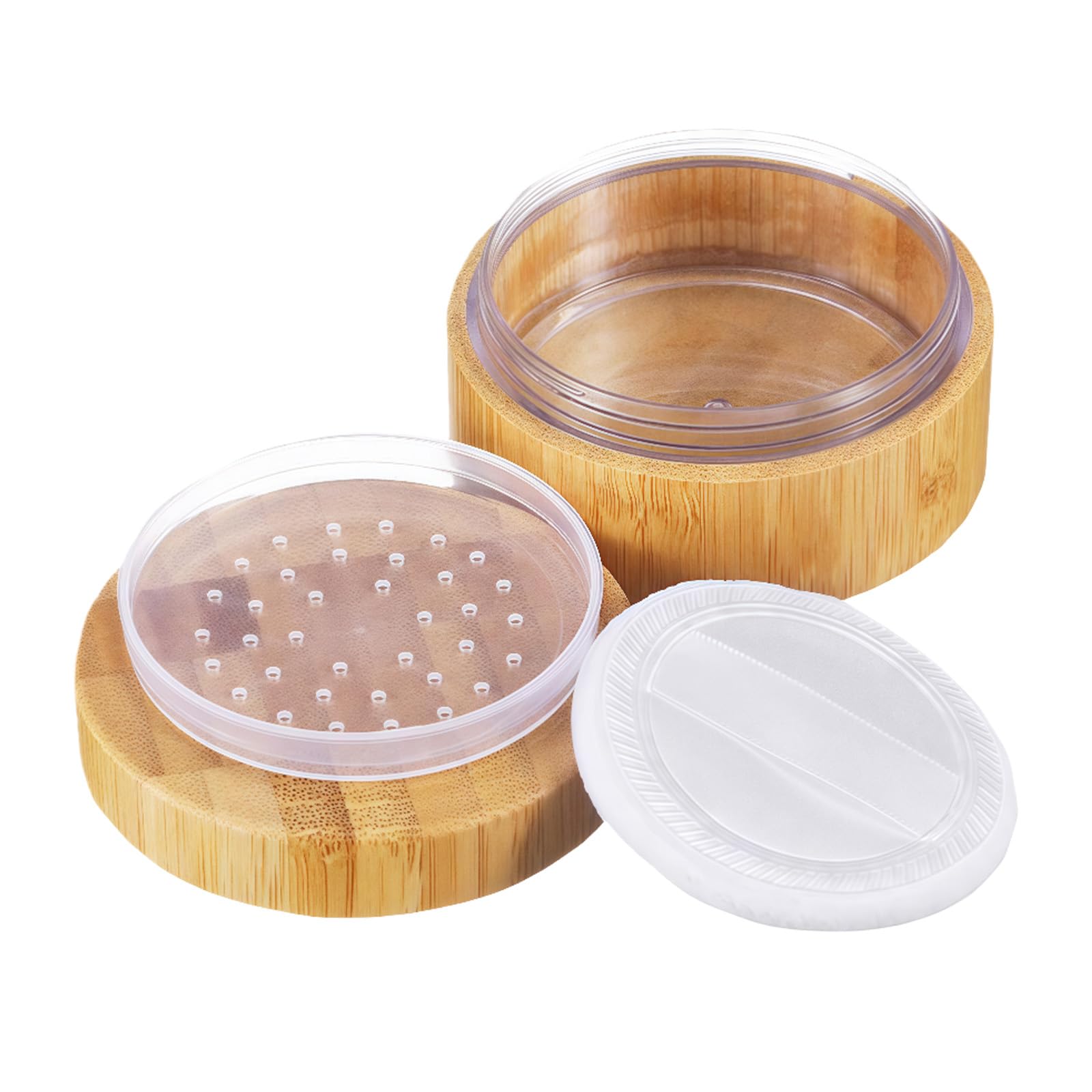 30ml Upscale Wood Cosmetic Container with Lids Loose Powder Container Travel Cosmetic Jar Pot Makeup Sample Containers Tins