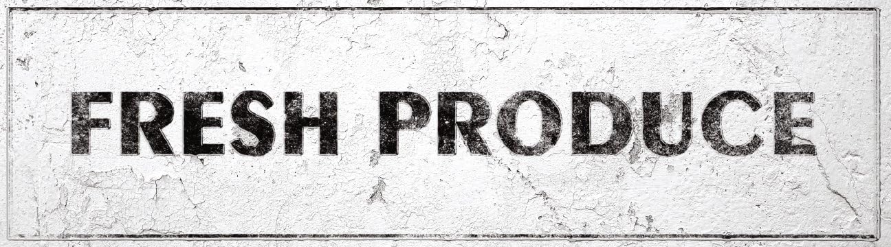 iCandy Combat Fresh Produce Sign Rustic Farmhouse Country Kitchen with Vintage Shabby Chic On 5x18 Plastic