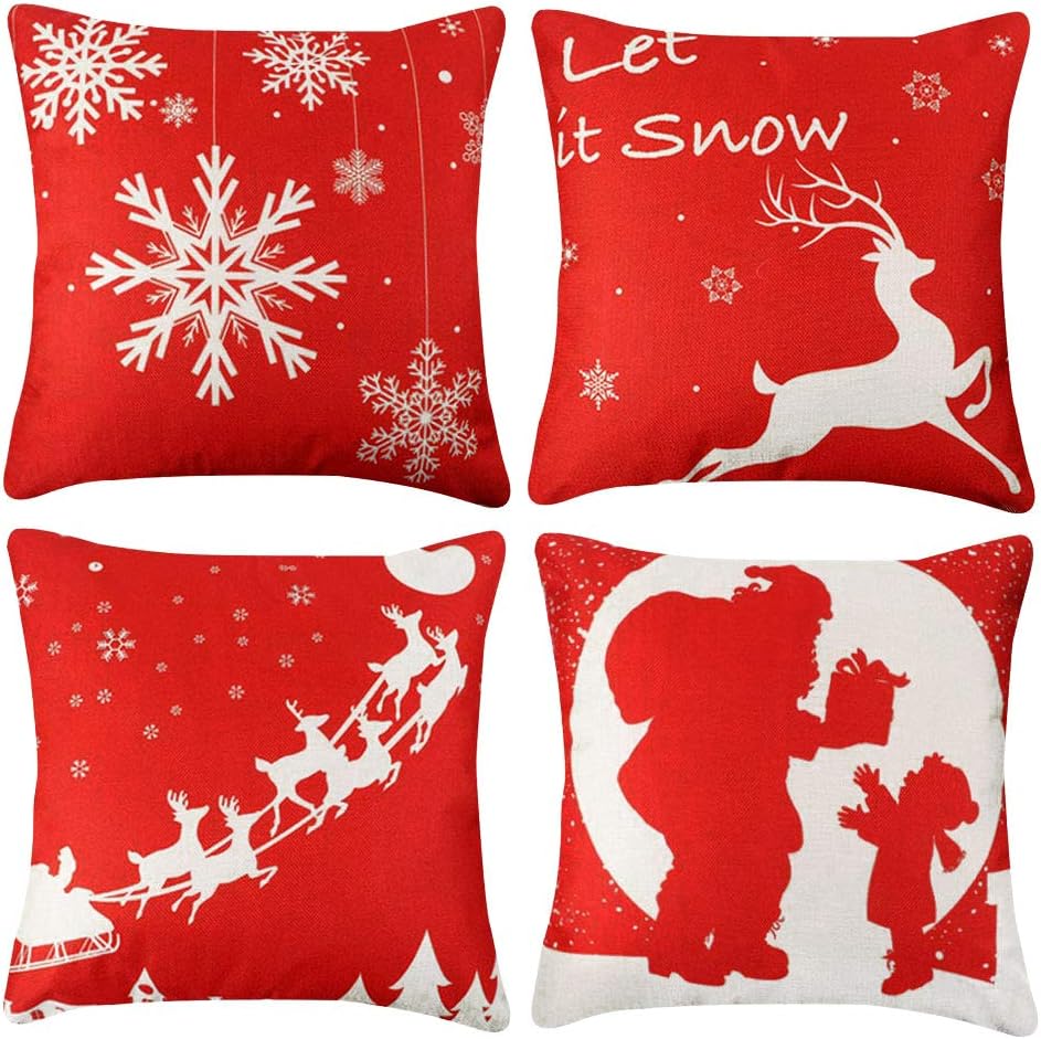Amazon Com Funarty 4pcs Christmas Pillow Covers 18x18inches