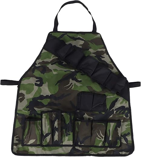 Amazon Co Jp ユニセックスエプロン ピクニックバーベキューエプロンマルチポケットエプロン男性用 大工 ガーデニング バーベキュー用 のファインワークマンシップエプロン Army Green Camouflage ホーム キッチン