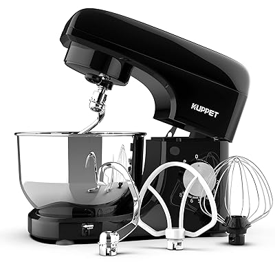 Kuppet Stand Mixers, 8-Speed Tilt-Head Electric Food Stand Mixer with Dough Hook, Wire Whip &amp; Beater, Pouring Shield, 4.7QT Stainless Steel Bowl- Black