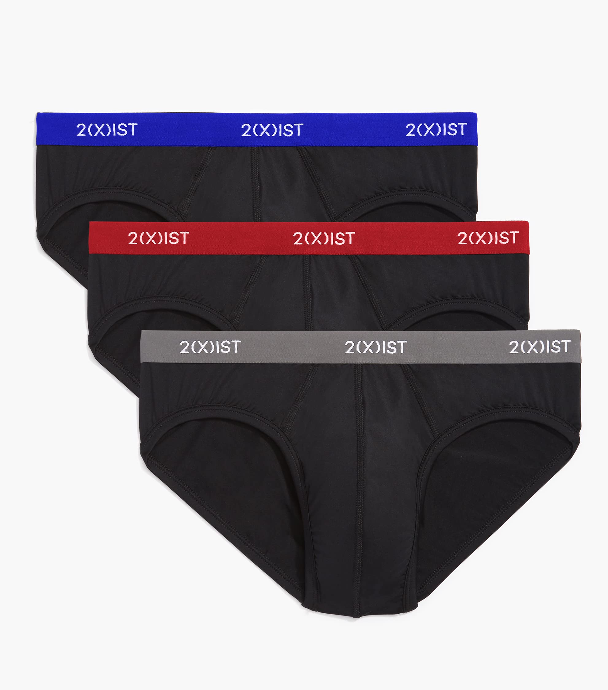 2(X)IST Men's Micro Speed Dri No Show Brief 3Pack,Lapis/Scotts Red
