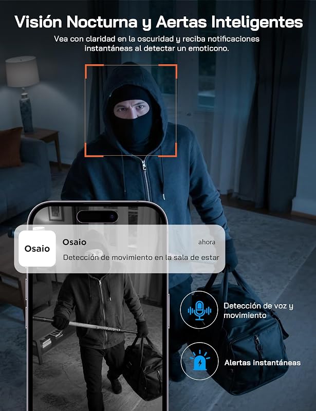 Câmara de vigilância WiFi interior 1080P, câmara de segurança interior com visão noturna, deteção de movimento, áudio bidirecional, compatível com Alexa e Google Home, WiFi apenas 2.4 GHz
