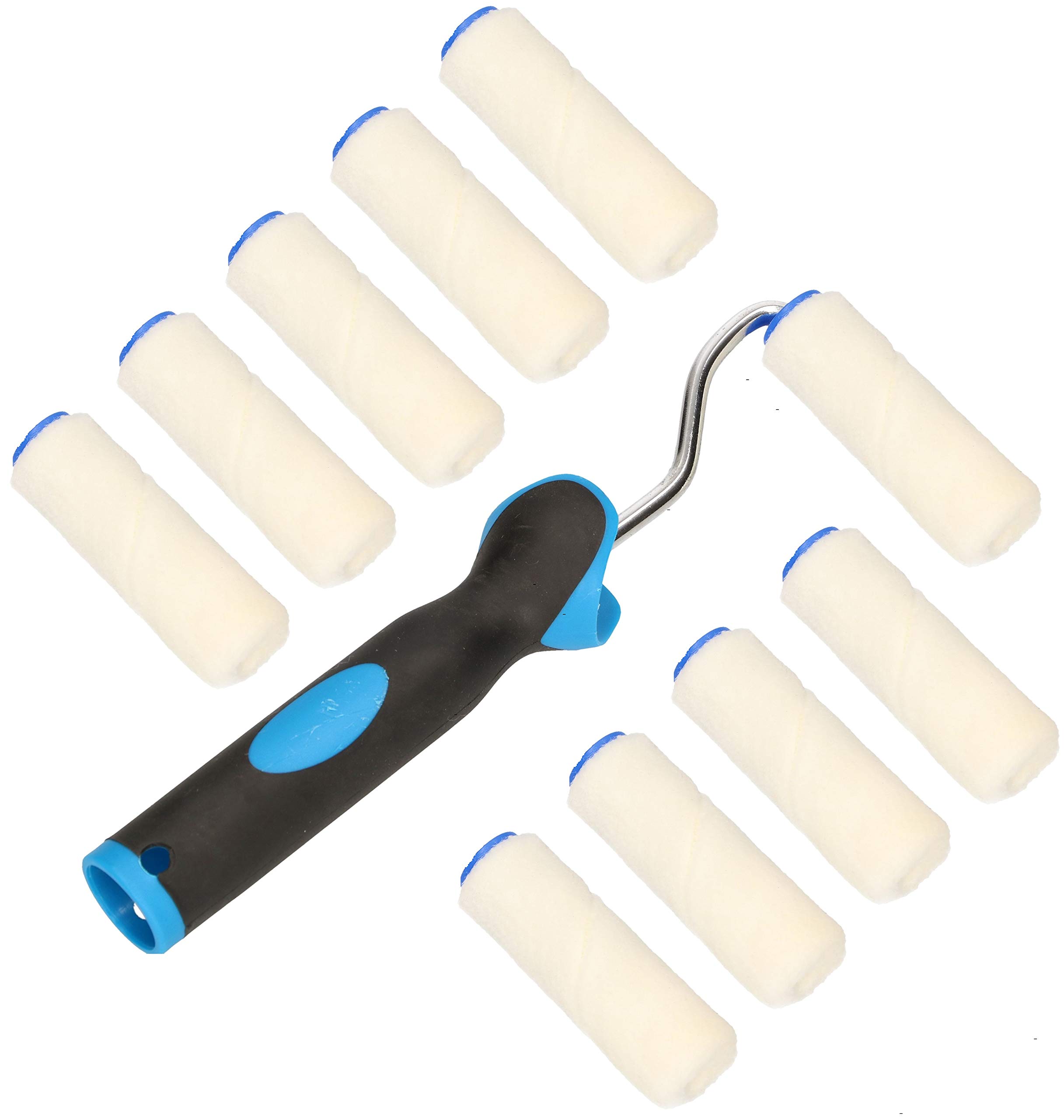 KOTARBAU Set of 10 Velour Paint Roller 70 mm with Rubber Handle Paint Roller Brush Roller Brush for Painting Work and Renovation (70 mm)