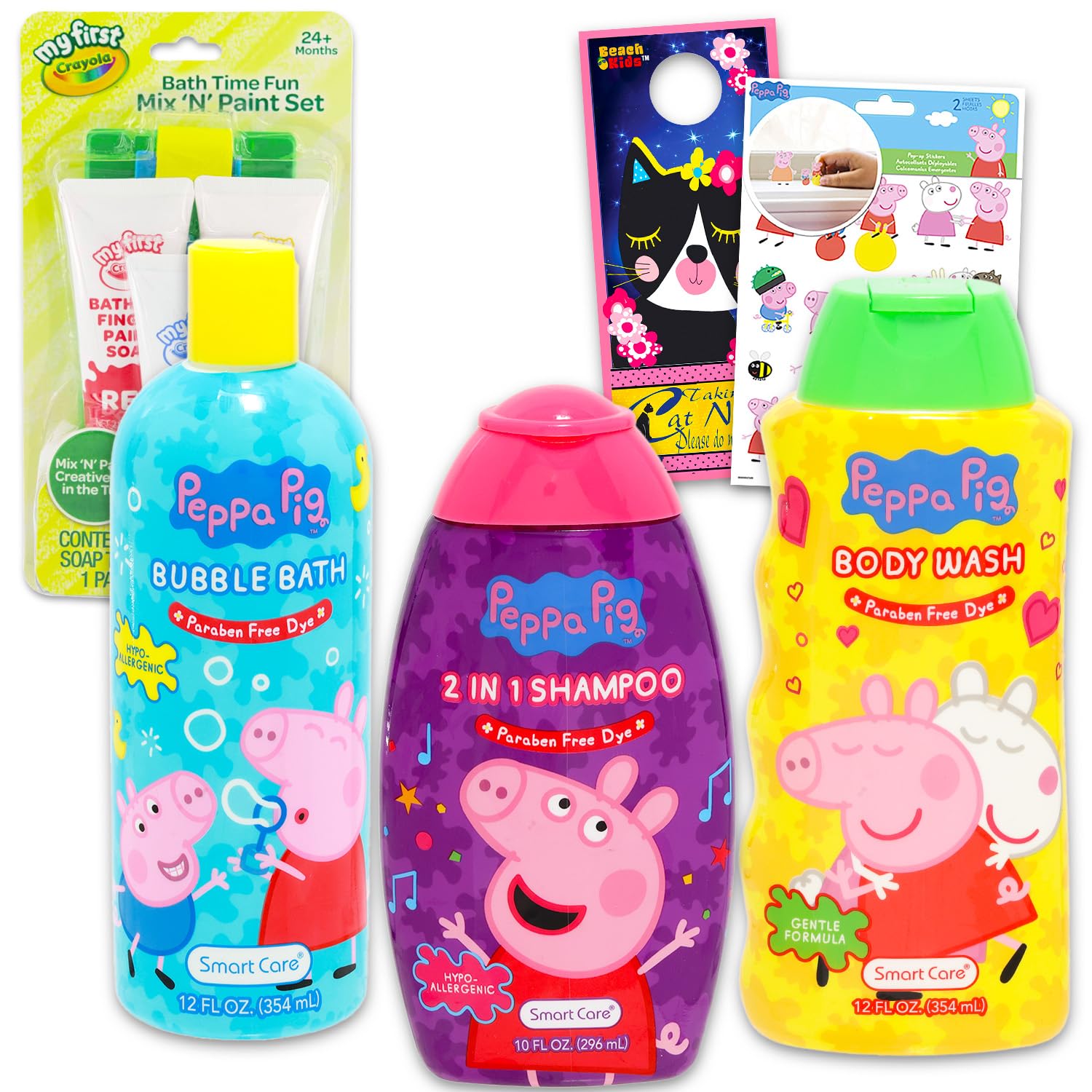 Photo 1 of Ultimate Peppa Pig Bathroom Set - Bundle with Shampoo, Body Wash, Bubble Bath, Paint, Stickers, More | Peppa Pig Bath and Shower Supplies Kit for Kids, Girls