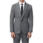 Hipfun Men's Suits Slim Fit Herringbone Tweed Suits for Men 2 Piece Wedding Prom Suit Jacket Pants Wool Blend Tuxedo Set