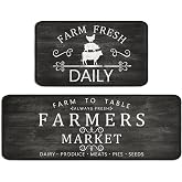 Farmhouse Kitchen Rugs Set of 2,Rustic Kitchen Rugs Farmhouse Style Mat Non-Slip Washable, Farmhouse Kitchen Decor Anti-Fatigue Floor Mat for Kitchen Sink Laundry Room, 17x30+17x47inch Black