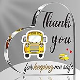 Tatuo School Bus Driver Appreciation Gifts for Men Women Acrylic Heart Appreciation Back to School Gifts Graduation Birthday Gift for Bus Driver(Thank You,5.9 x 5.9 Inch)