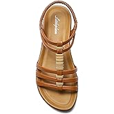 Littleplum Womens Flat Sandals Arch Support Summer Gladiator Sandals Comfortable Dressy Walking Shoes for Women