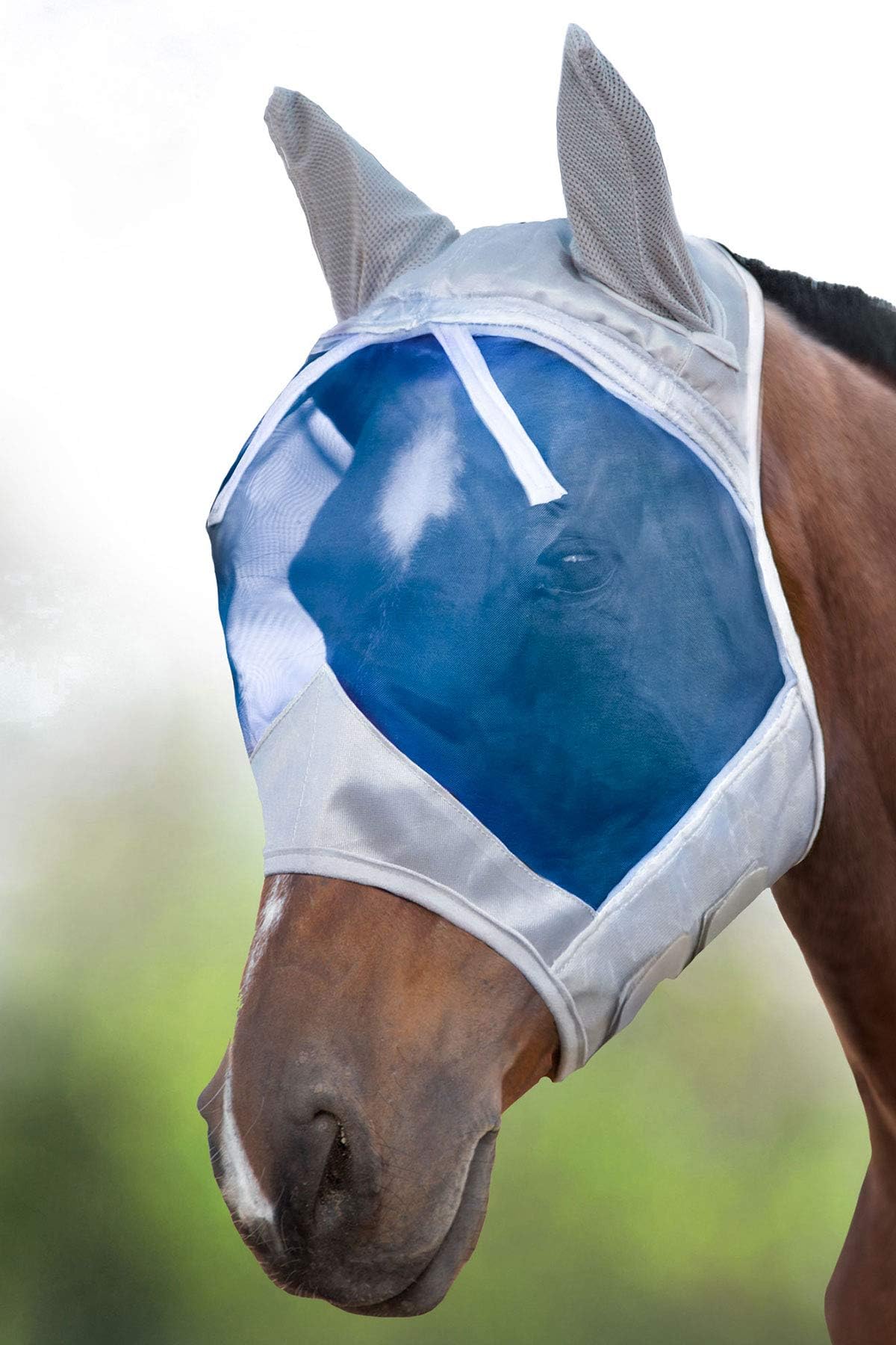 Harrison Howard CareMaster Ergonomically Designed Thick Fleece Padding Fly Mask Half Face Hawaiian Blue (XL; Extra Full)