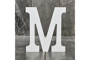 VSHILI 10 Inch Wooden Letter M for Wall Decor, Large Wood Standing Letters for Table Shelf DIY Crafts, Wedding Birthday Party
