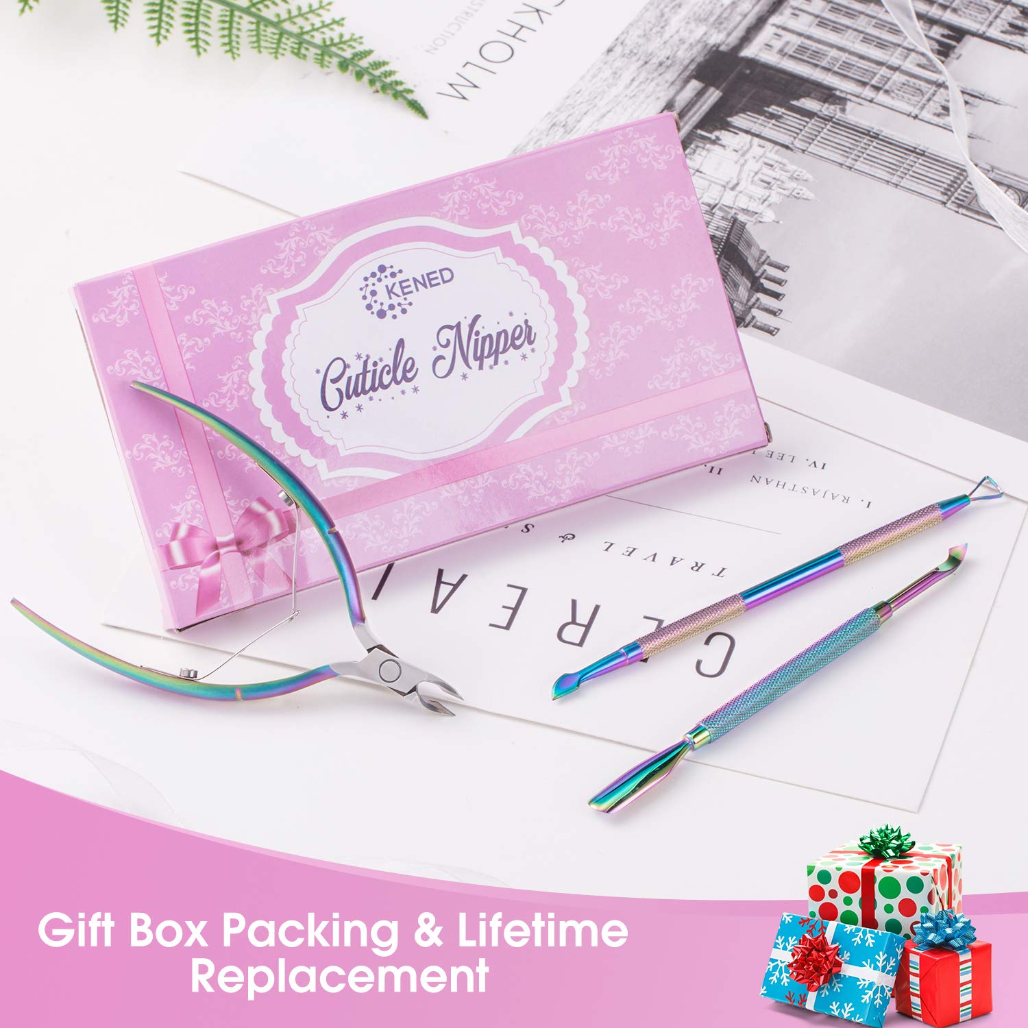 KENED Nail Care Kit - 3 in 1 Manicure Set - Cuticle Nipper, Cuticle Cutter and Cuticle Scrapper - Perfect Nail Care At Home - Stylish and Efficient Nail Tools: Beauty