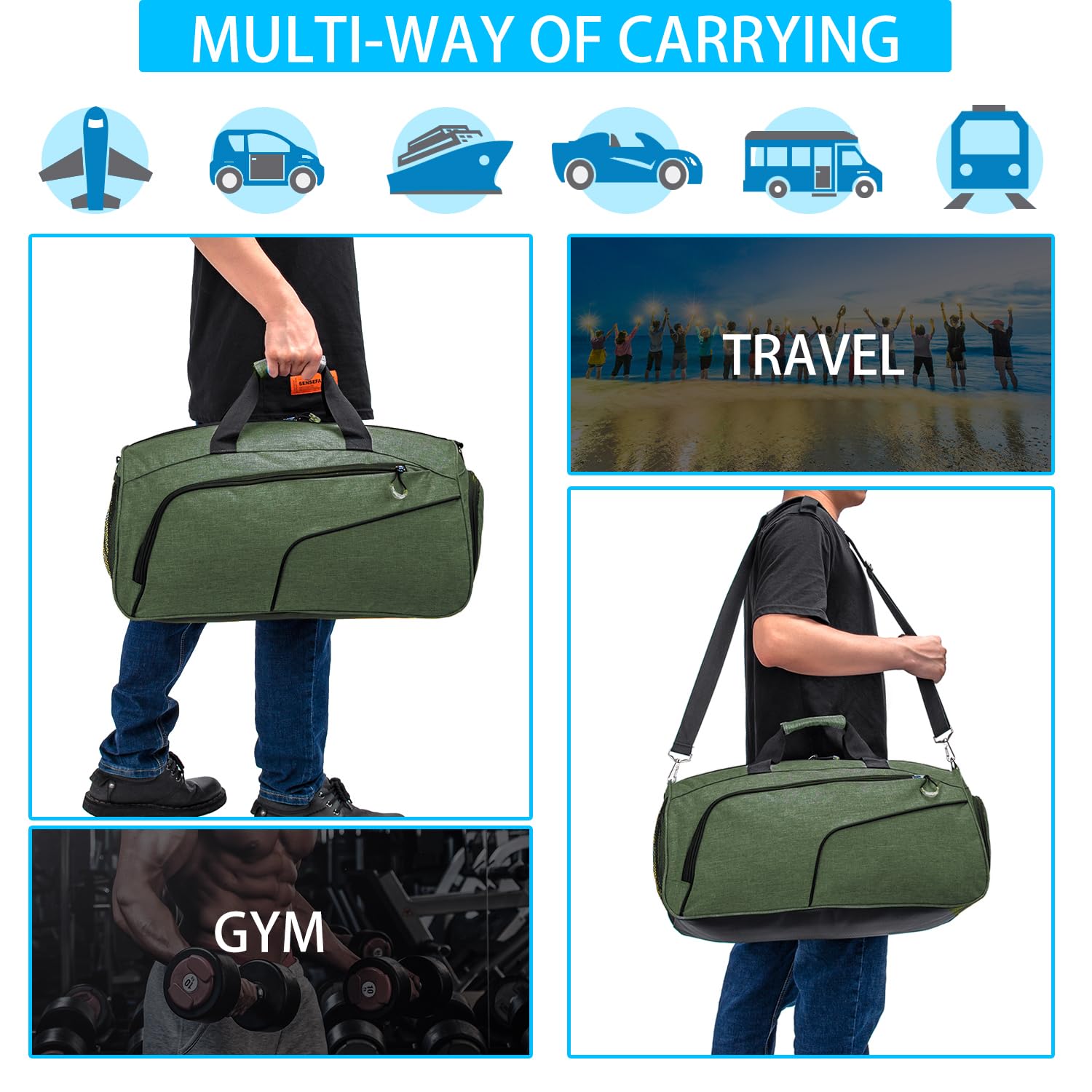 Gym Bag with Shoes Compartment