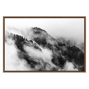 SIGNWIN Framed Canvas Wall Art Foggy Forest on...