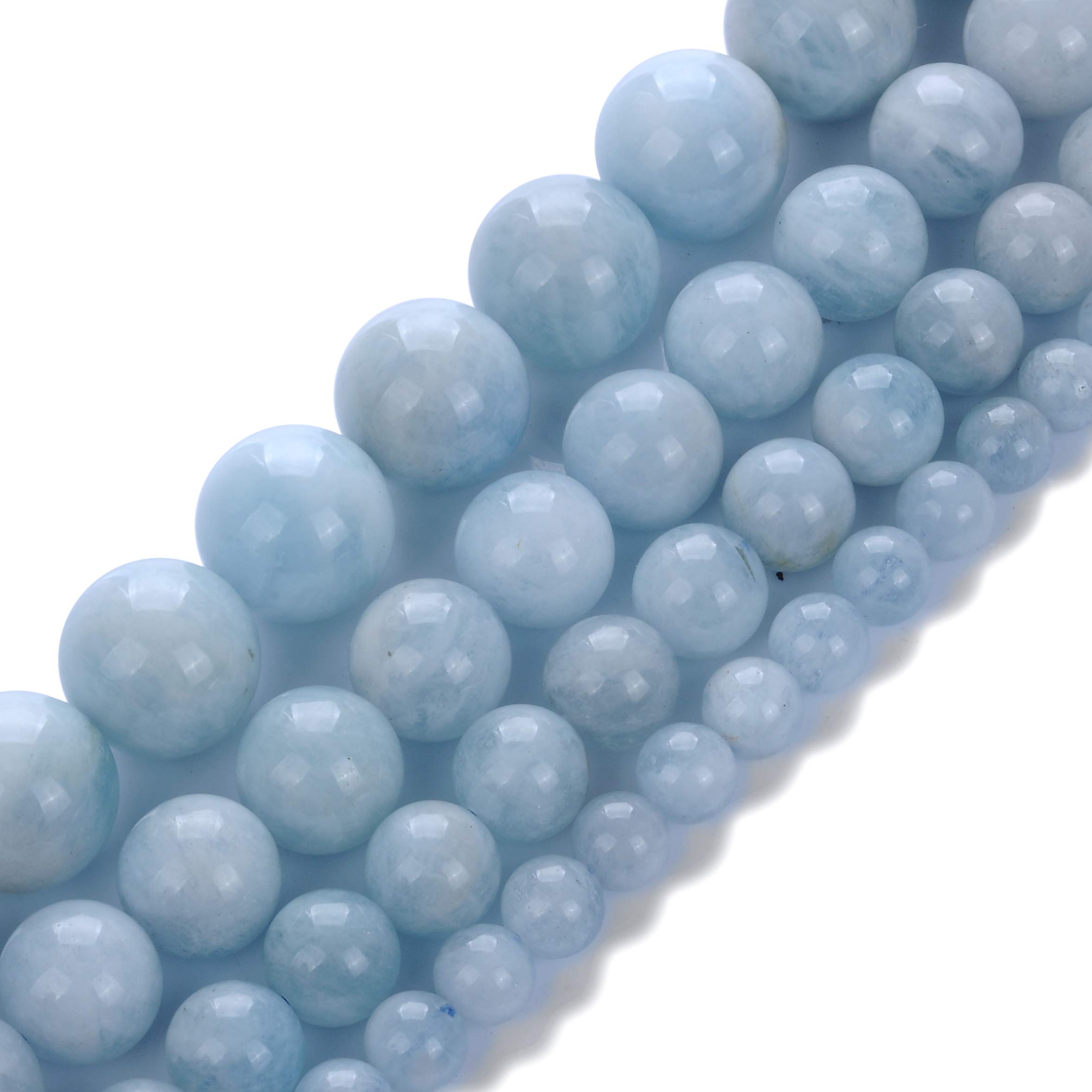 Ruilong Natural Loose Beads Genuine Smooth Round Gemstone Loose Beads for Jewelry Making, About 15.5", Blue, 8MM